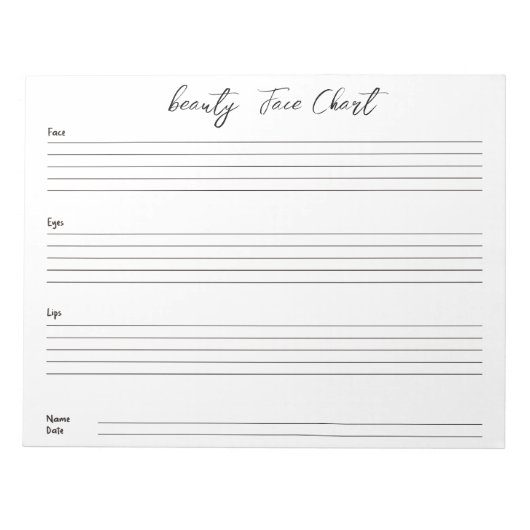 Bloc-note Carte graphique faciale de maquillage professionne (Devant)