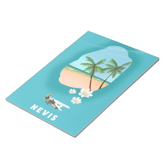 Bloc-note Carte illustrée de l'île caraïbe de Nevis. (Incliné)