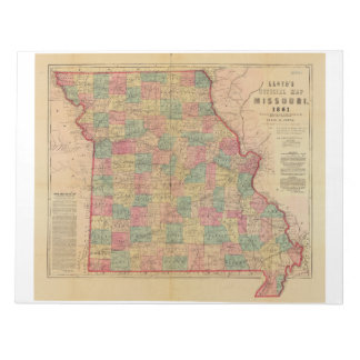 Bloc-note Carte officielle de Lloyd's du Missouri (1861)