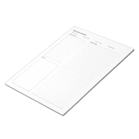 Bloc-note Carte Planner Simple Minimal Recette (Incliné)