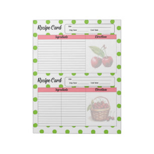 Bloc-note Carte Recette Cerise Cute