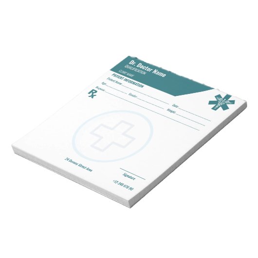 Bloc-note Carte RX personnalisable pour médecins - Carte de (Tourné)