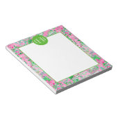 Bloc-note Carte Texas Pink & Green Preppy Motif Monogramme (Incliné)