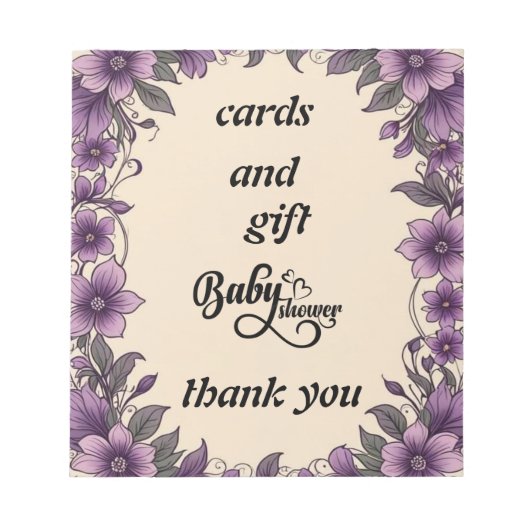 Bloc-note cartes baby shower (Devant)