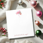 Bloc-note Cartes de Noël tropicales Flamant rose rose<br><div class="desc">Ajoutez une touche de gaieté tropicale à vos vacances avec ces blocs-notes de Noël ornés d'un flamant rose aquarelle festif portant une couronne de Noël. Conçus par Victoria Grigaliunas, une artiste d'aquarelle de Palm Beach en Floride, ces blocs-notes personnalisés sont personnalisés à l'aide de champs modèles faciles à modifier, parfaits...</div>
