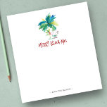 Bloc-note Cartes de Noël tropicales Palm Tree<br><div class="desc">Ces blocs-notes tropicaux de Noël sont ornés d'un palmier d'aquarelle avec Père Noël sur la plage. Utilisez les champs modèle pour ajouter votre texte personnalisé. Un choix unique pour la saison des fêtes. Commandez de petites quantités ou des blocs-notes de Noël en vrac. Pour voir d'autres créations comme celle-ci, visitez...</div>