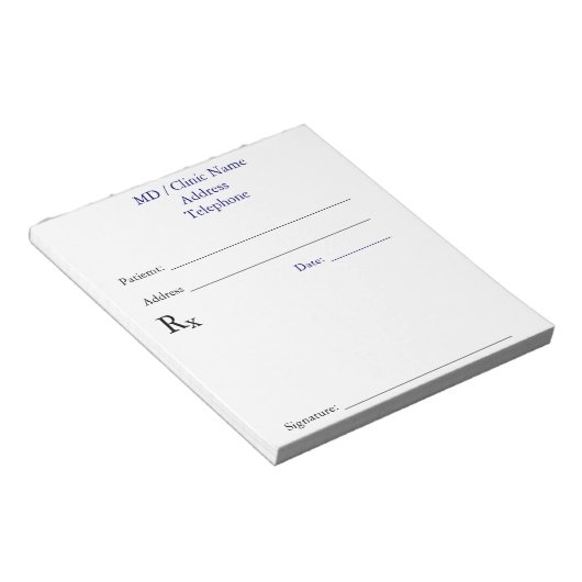 Bloc-note Cartes d'ordonnance manuelles (en blanc) (Incliné)