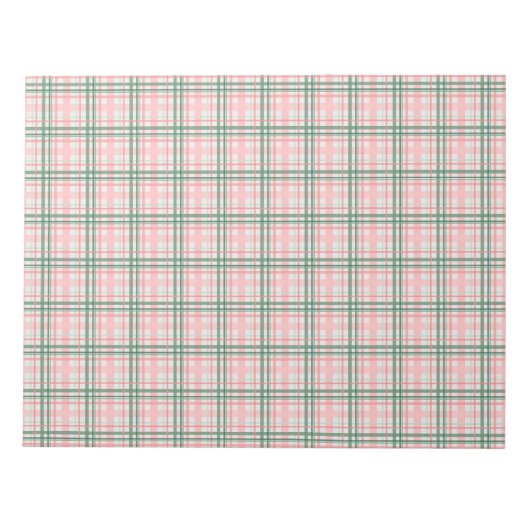 Bloc-note Cartes Vacances Tartan Rose Et Vert (Devant)