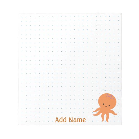 Bloc-note Carton Octopus Cute - Grille de points personnalis (Devant)