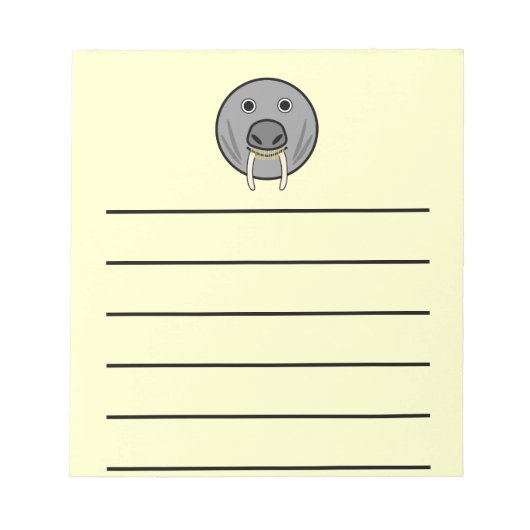 Bloc-note Carton rond mignon Visage Walrus (Devant)