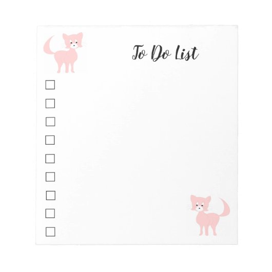 Bloc-note Cartoon rose cat Pretty Puss To Do List Notepad (Devant)