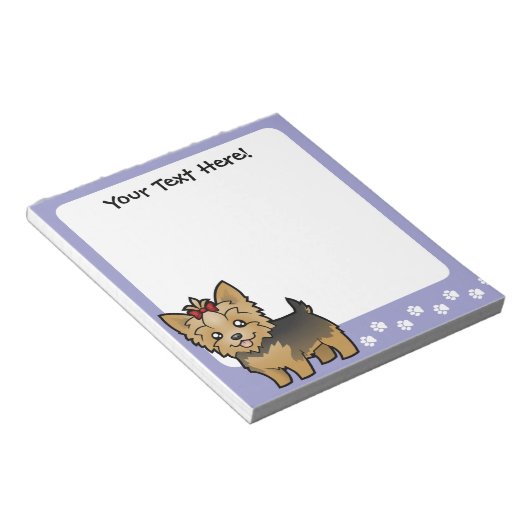 Bloc-note Cartoon Yorkshire Terrier (cheveux courts avec arc (Incliné)