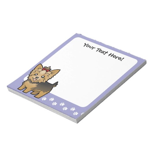 Bloc-note Cartoon Yorkshire Terrier (cheveux courts avec arc (Tourné)