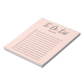 Bloc-note Cases rose pastel avec cases à cocher et monogramm (Tourné)