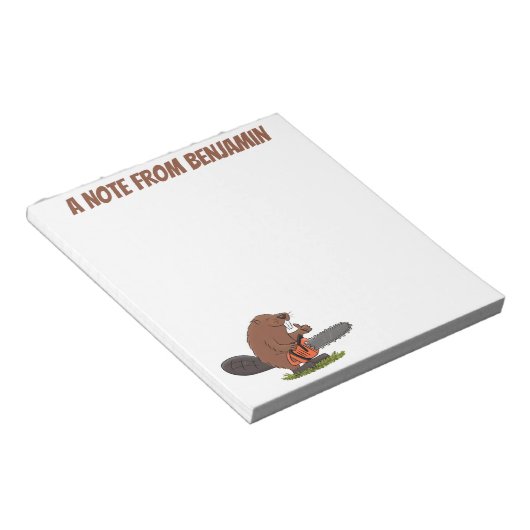 Bloc-note Castor avec dessin à la tronçonneuse (Incliné)