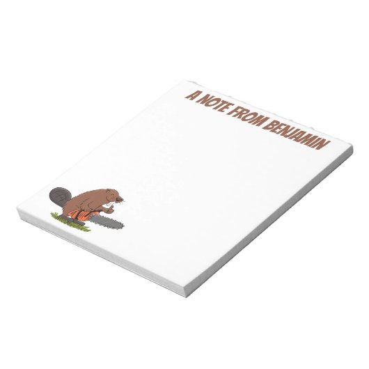 Bloc-note Castor avec dessin à la tronçonneuse (Tourné)