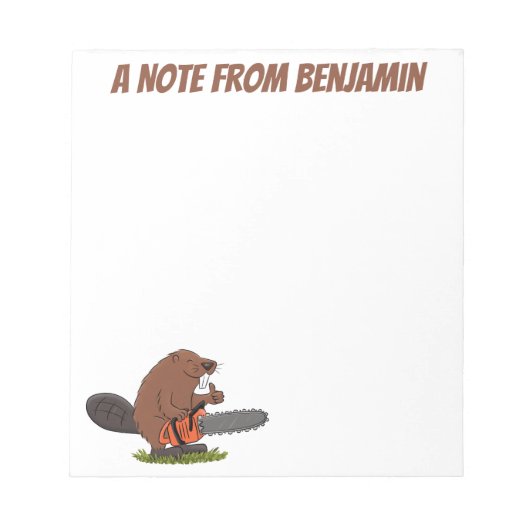 Bloc-note Castor avec dessin à la tronçonneuse (Devant)