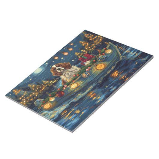 Bloc-note Cavalier King Charles Noël Festive Voyage (Incliné)