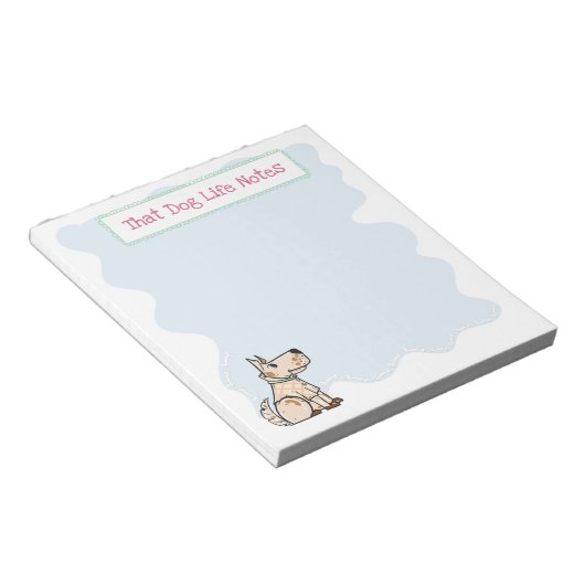 Bloc-note Ce Chien Vie Mignonne Chien Bones Bleus (Incliné)