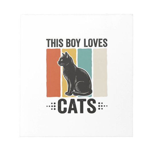 Bloc-note Ce garçon aime les chats Design Rétro pour amateur (Devant)