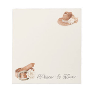 Bloc-note Ceinture Fleur Chapeau Hippie Bohème Paix Années S