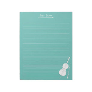Bloc-note Cello Blanc & Archet Cours de Musique Personnalisé