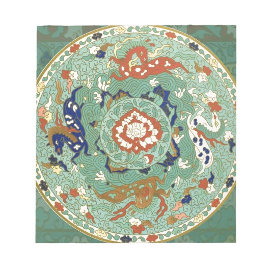 Bloc-note Cercle chinois antique bleu vert (Devant)