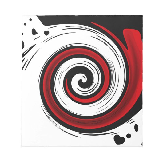 Bloc-note Cercle liquide torse moderne noir rouge blanc coul (Devant)