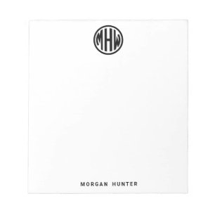 Bloc-note Cercle monochrome monogramme fonte DIY fond