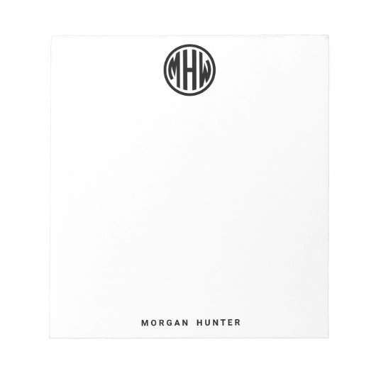 Bloc-note Cercle monochrome monogramme fonte DIY fond (Devant)