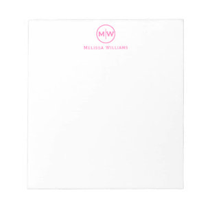 Bloc-note Cercle rose chaud moderne de deux monogrammes init