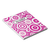 Bloc-note Cercles rétro concentrés rose et blanc (Incliné)