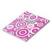 Bloc-note Cercles rétro concentrés rose et blanc (Tourné)