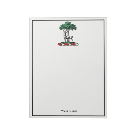 Bloc-note Cerf Daim devant un Arbre Emblème de Blason Crête (Tourné)