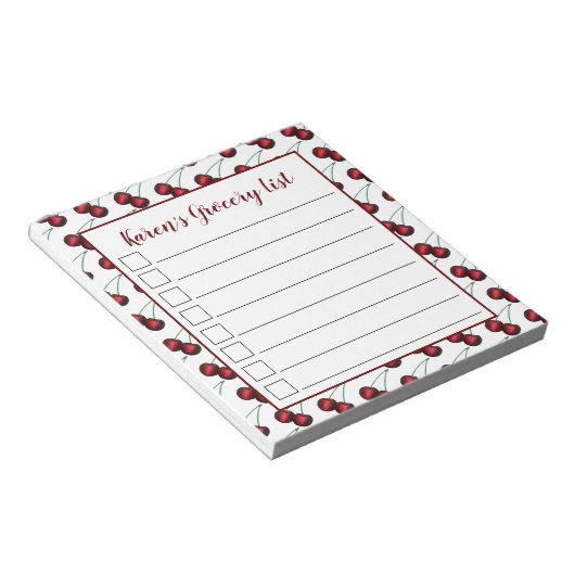 Bloc-note Cerises Rouge mûr Cerise Fruit d'été Imprimer (Incliné)
