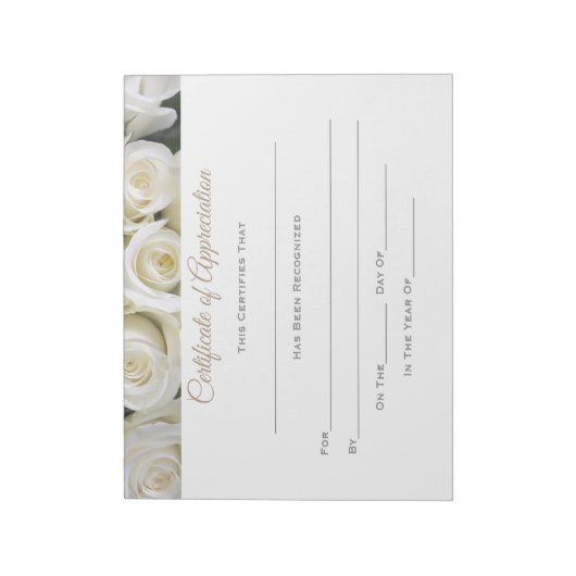 Bloc-note Certificat d'appréciation de l'arrimage (Tourné)