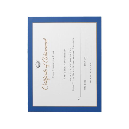 Bloc-note Certificats de concours de style Miss America-Réus (Tourné)