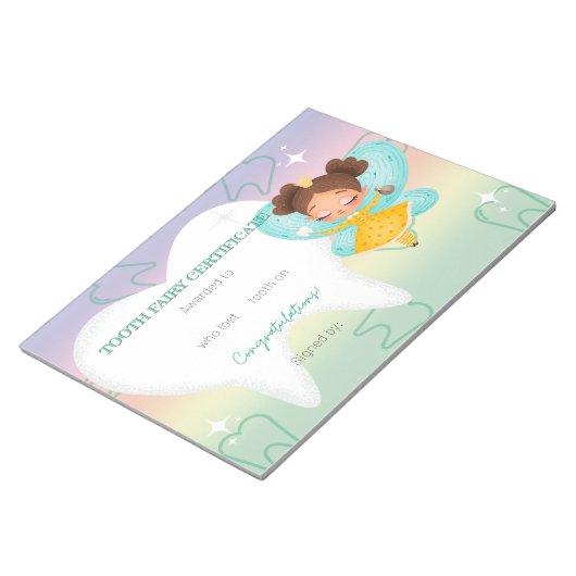 Bloc-note Certificats de fabrication de fées de dents (Incliné)