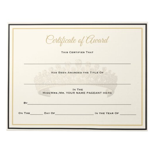 Bloc-note Certificats de la Couronne du Royaume-Uni - Prix (Devant)
