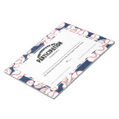 Bloc-note Certificats de participation au baseball (Incliné)