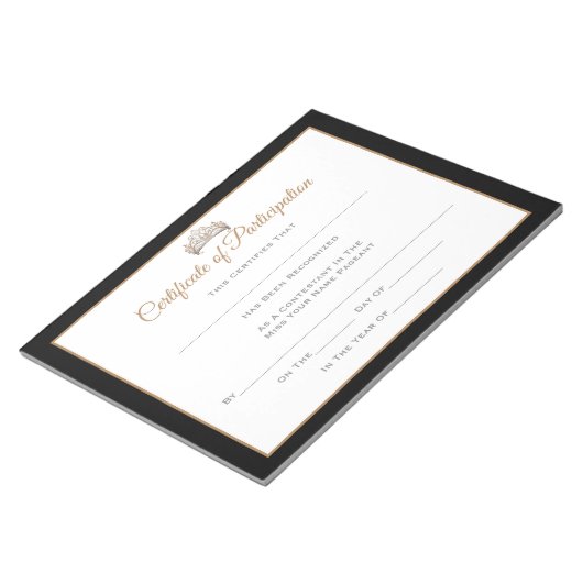 Bloc-note Certificats Miss Pageant-participation (Incliné)