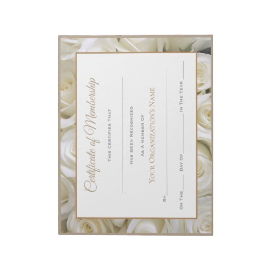 Bloc-note Certificats-Roses de concours de style Miss Americ (Tourné)