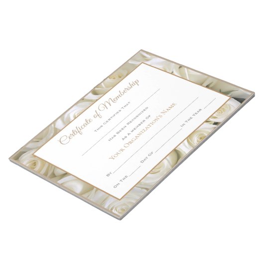 Bloc-note Certificats-Roses de concours de style Miss Americ (Incliné)