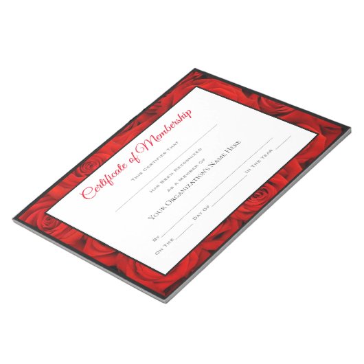 Bloc-note Certificats-Roses de concours de style Miss Americ (Incliné)