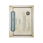Bloc-note Certificats universels de récompense pour la perfo (Tourné)