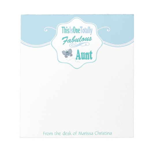 Bloc-note C'Est Une Tante Bleue Butterfly Totalement Fabuleu (Devant)