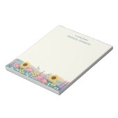 Bloc-note Champ de fleurs de libellule personnalisé avec nom (Tourné)