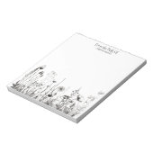 Bloc-note Champ Fleur sauvage noir et blanc personnalisable (Tourné)