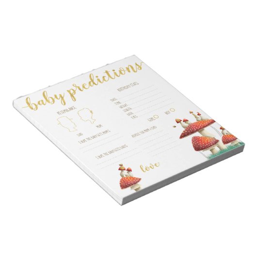 Bloc-note Champignons & abeilles prédictions bébé jeu de dev (Incliné)