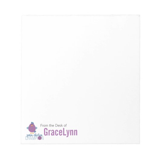 Bloc-note Champion de poule pourpre et bleu (Devant)